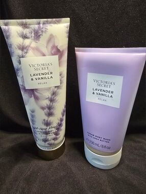 Victoria's Secret Lavender & Vanilla Body Wash and Lotion Set - Purple